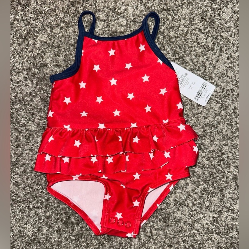 Carters Red White and Blue 4th of July 12 Month Baby One Piece Swimsuit NEW